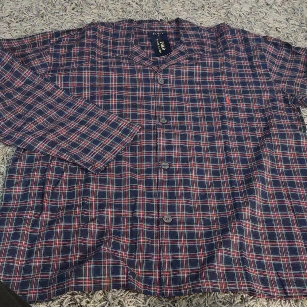 Mens Plaid Button Down Ralph Lauren Polo Sleep Shirt XL New Cotton Pocket Summer - Picture 2 of 5